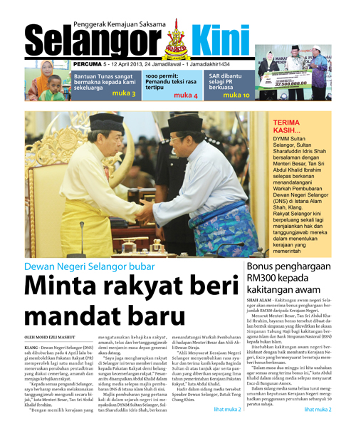Cover Selangorkini April 2 2013