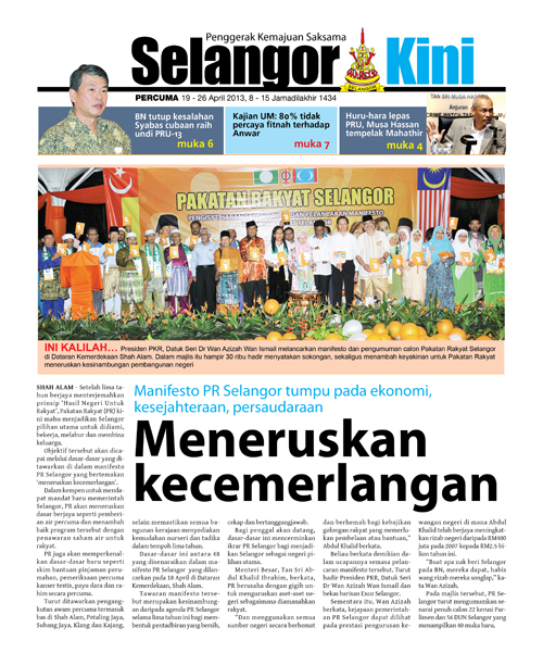 Cover Selangorkini April 4 2013