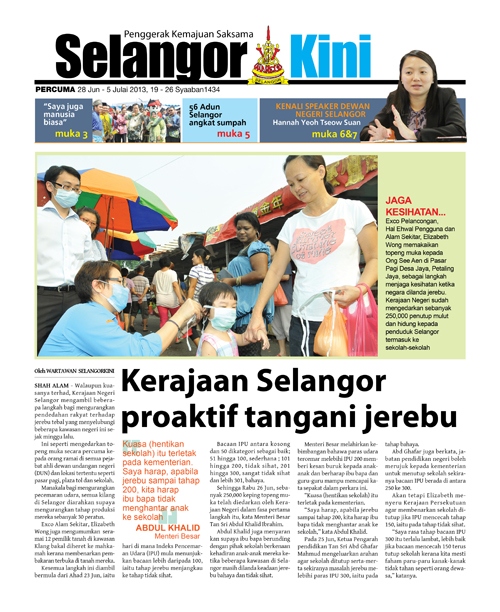 Cover Selangorkini Julai 1  2013