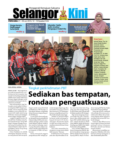 Cover Selangorkini Jun 4 2013