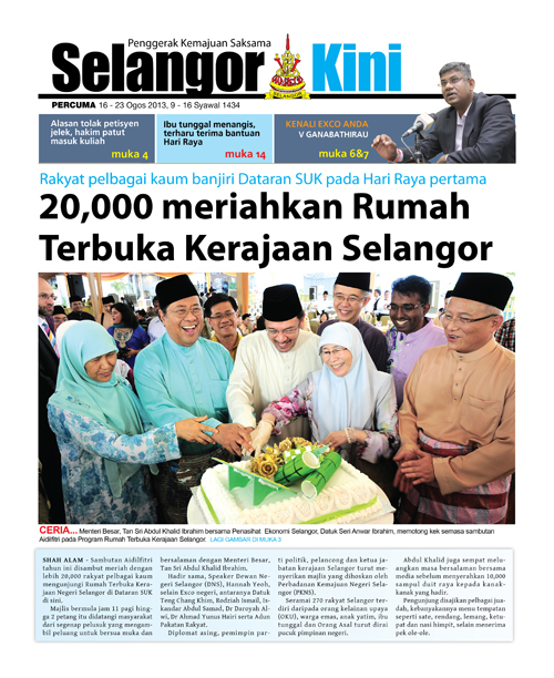 Cover Selangorkini Ogos 3 2013