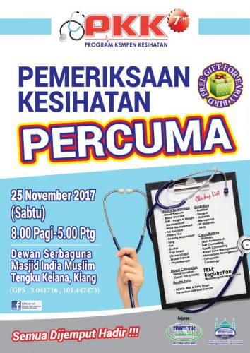 Kempen pemeriksaan kesihatan percuma 25 November 