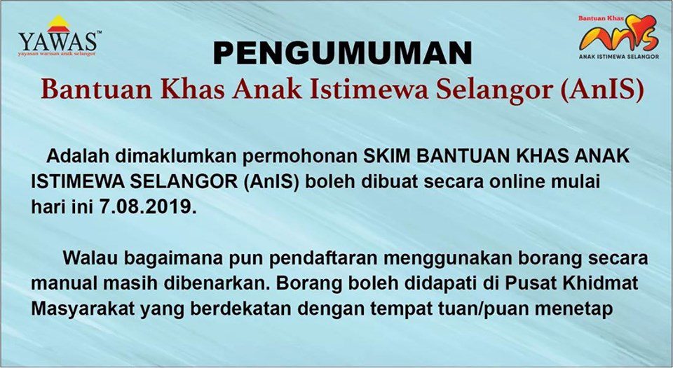 Permohonan Anis Secara Dalam Talian Dibuka Hari Ini Selangorkini