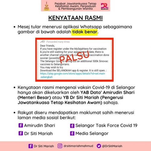 Registration selangkah vaksin Selangor government's