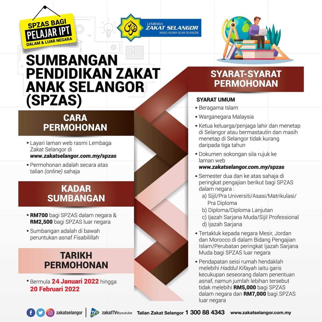 Zakat Selangor Buka Permohonan Bantuan Untuk Pelajar IPT Hingga 20 ...